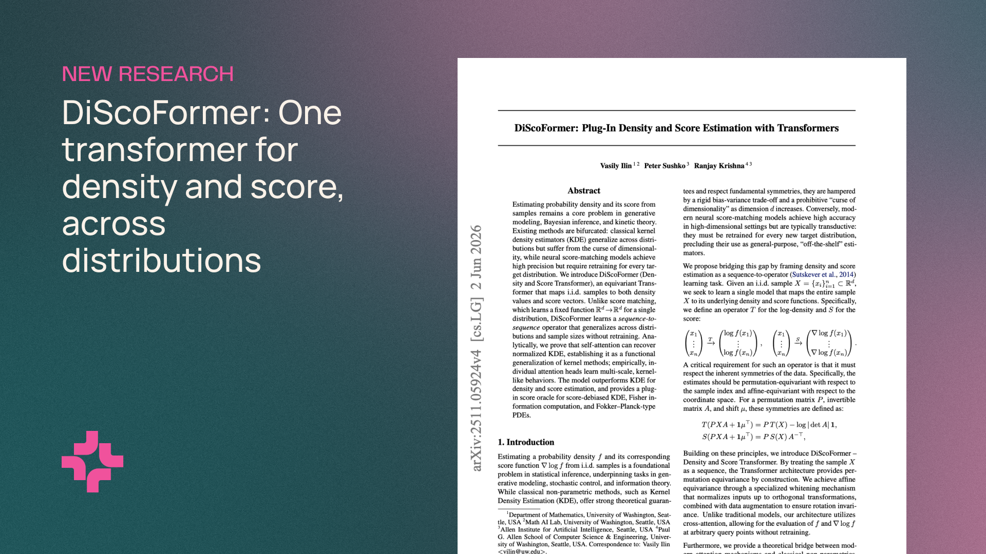 DiScoFormer One Transformer for density and score across distributions - Google -image-1